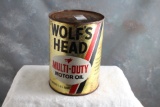 Wolf's Head Multi-Duty Motor Oil Empty Advertising Can 1 Quart Size