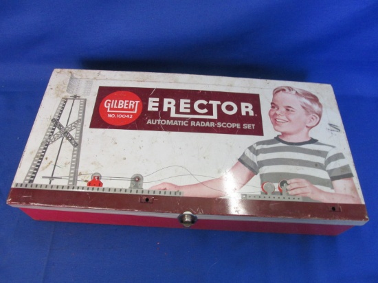 Vintage Gilbert Erector Set: Metal Case & Contents