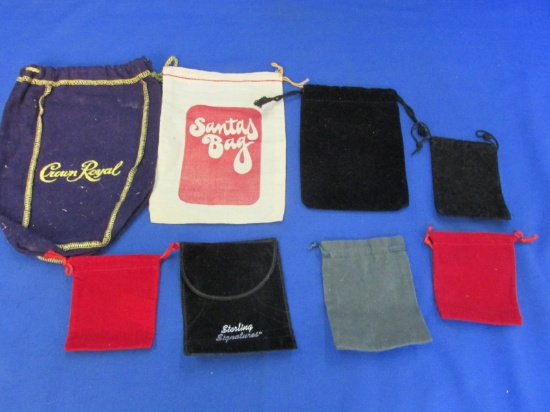 7 Assorted Draw-String Bags & 1 Velvet Envelope – Great for Jewelry