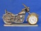 Pewter Motorcycle with Clock by Spoontiques – 5 1/4” long – Not currently running
