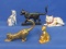 5 Cat Figurines from the Franklin Mint: Metal, Brass, Ceramic – Longest is 4”