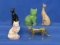 5 Cat Figurines from the Franklin Mint: Metal, Brass, Ceramic, Jade? – Tallest is 3 1/2”