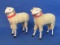 Pair of Wood & Fabric Sheep Figurines – Made in Germany – 3 1/2” tall
