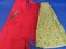 3 Vintage Half Aprons: 1 Christmas, 1 Red Net, 1 Pleated w Floral Design