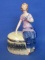 Vintage Ceramic Powder or Trinket Box – Women Figurine Sitting on Lid – 5 1/2” tall