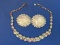 Fun Vintage Rhinestone Necklace & Clip-on Earrings Set by Leru – Necklace is 15” long