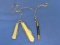 Vintage Chatelaine Chain w 2 Small Folding Knives & a Cutting Tool in a Tube