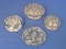 4 Clear Glass Flower Frogs – 3 with Rims – Largest is 3 3/4” in diameter