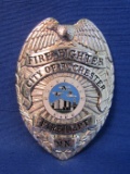 Badge: Fire Fighter City of Rochester Fire Dept MN”  Enamel Emblem – 3 1/4” long