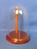 Pocket Watch Display Stand with Wood Base & Glass Dome – 4 3/4” tall