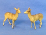 Pair of Painted Metal (Lead?) Doe/Deer Figurines – Made in Germany –  3 1/2” tall