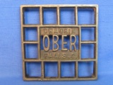 Antique Cast Iron Trivet “Ober Waffle” made in Chagrin Falls, Ohio – For Sad Irons, Pots