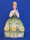 “Miss Pretty Face” Vintage Ceramic Lipstick Holder – Lady in Green – 5 1/2” tall