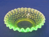 Vintage Fenton Opalescent Hobnail Bowl – Topaz Vaseline – 5 1/2” in diameter