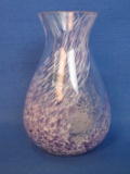 Caithness Glass Vase – Clear with Lavender & White – Made in Scotland – 4 1/2” tall