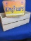 Vintage Fruit Crates: Single w/ vintage Label “King Pears” & White Painted “shelf” stand