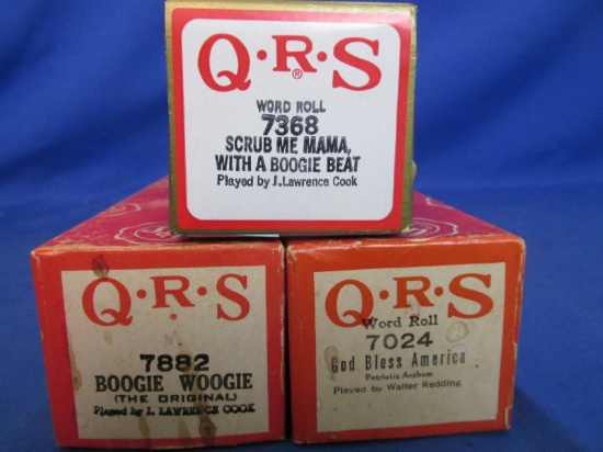 3 Vintage QRS Word Roll Piano Rolls – Very Good Condition – playable & in one piece