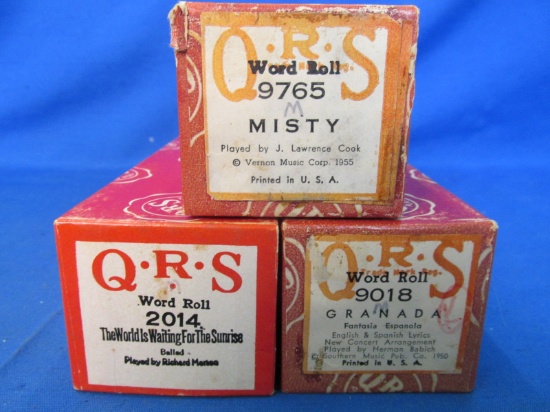 3 Vintage QRS Word Roll Piano Rolls – Very Good Condition – playable & in one piece