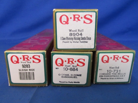 4 Vintage QRS Word Roll Piano Rolls - XMAS – Very Good Condition