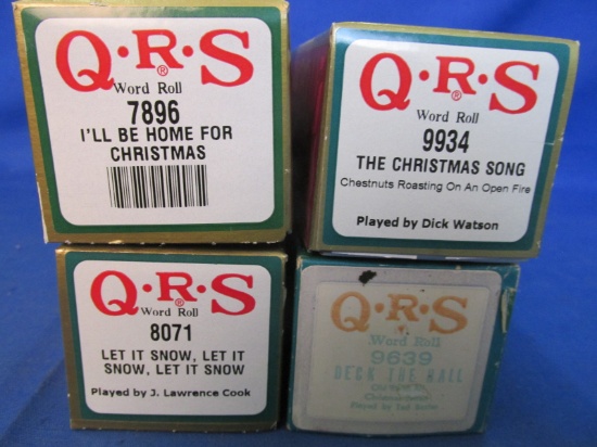 4 Vintage QRS Word Roll Piano Rolls - XMAS – Very Good Condition