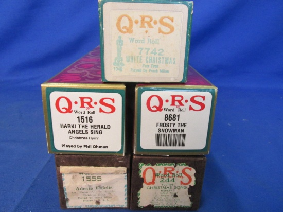 5 Vintage QRS Word Roll Piano Rolls - XMAS – Very Good Condition