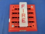 Vintage Wheelock Fire Alarm Wall Strobe (light up)  on Red Metal Grate 5” Square x 3” D