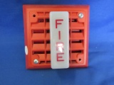 Vintage Wheelock Fire Alarm Wall Strobe (light up)  on Red Metal Grate 5” Square x 3” D