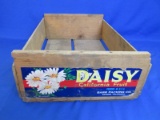 Daisy Vintage Wooden Fruit Flat with Colorful Paper Label one end 12x17 1/2” x 5” T