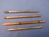 2 1930's-40's Metal Stick Pens (One branded Dixon) & 2 Metal Tube Pencils (1 Eagle)