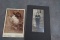 2 Antique Photos 1 Black & White School Boy w Lunch Box & 1 Baby in Carriage