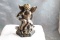 Cast Iron Cherub Angel Playing Trumpet Door Stop