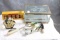 Etched Beveled Glass & Brass Jewelry Box full of Treasures Paperweight Skyline,