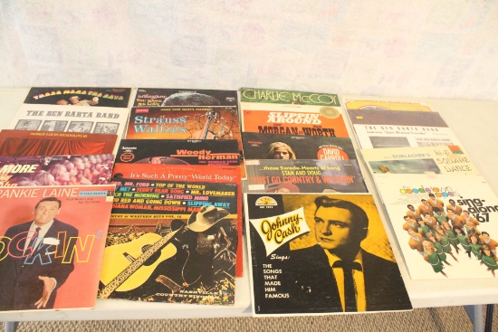 20 Vintage LP Record Albums, Johnny Cash, Charlie McCoy, Otto Blihovde,