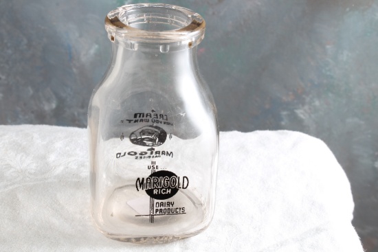 Vintage Marigold Dairies Cream 1/2 Pint Glass Bottle