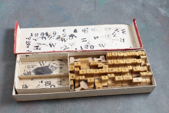 Antique Set of Eucene Neu Wooden Printing Stamps Printers Blocks