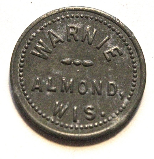 Vintage Trade Token Warnie 5 Cent in Trade Almond, Wisconsin