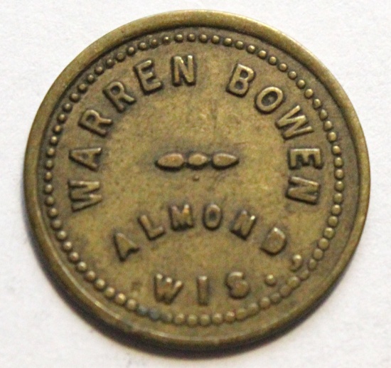 5 Cent Trade Token Warren Bowen Almond, Wisconsin