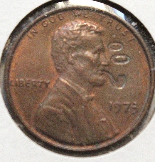1973 Lincoln Cent with Etched Pipe in Lincolns Mouth w/Smoke Rings