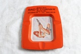 Vintage Pin-Up Advertising Metal Ashtray DAD'S CORNER Ernie & Bev McGrath