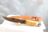 Vintage Bone Handle Fixed Blade Knife Made in Solingen Germany 8 3/4