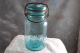 #2 Antique Amazon Swift Seal Blue Canning Jar with Glass Lid & Rubber Seal