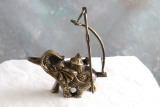 Vintage Brass Elephant Hanging Oil Lamp 4