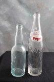 1964 Pepsi Cola Pint Bottle & Blatz Beer Aqua Glass Bottle