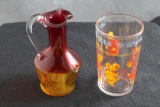 1971 Archie Comics Juice Glass & Amberina Glass Pitcher