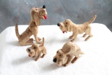 Group of 4 Carved Dog Figurines Largest is 4 1/2
