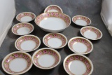 Rosenthal Selb Bavaria Rose Gold Fruit Bowl with 11 Matching Berry Bowls