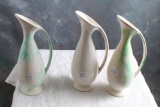 3 Vintage Forest City Pottery Ewer Vases 7 1/2