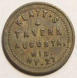 5 Cent Trade Token Klatt's Tavern Augusta Wisconsin