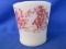 Fire-King Milk Glass Mug – Davy Crockett in Red – 3 1/4” tall