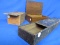 3 Wood Boxes: 2 sliding top (unmarked & Oysters) and a hinged Box